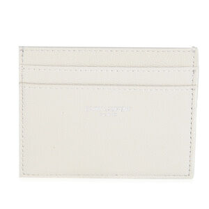 Saint Laurent White Grain De Poudre Credit Card Case